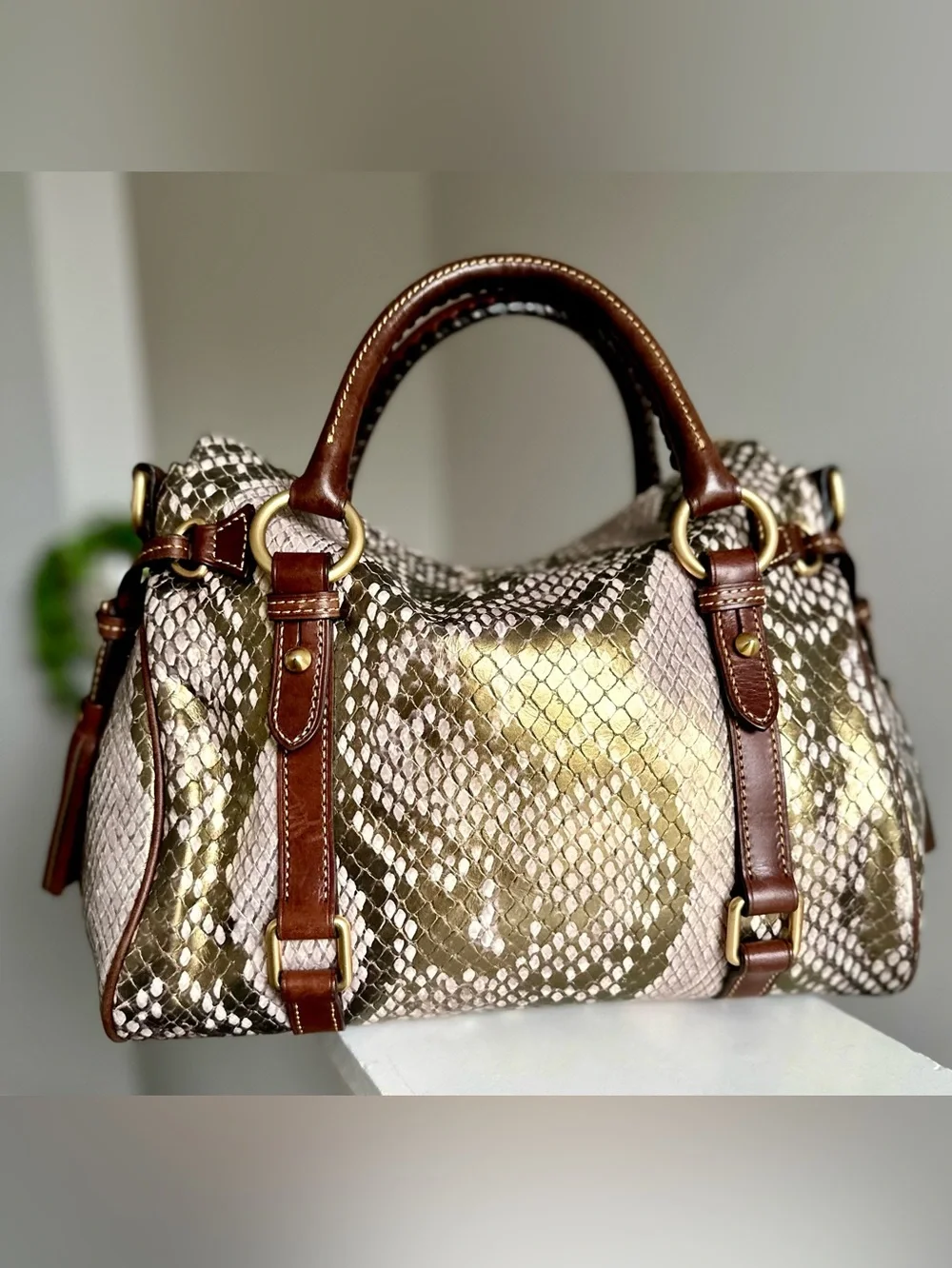 Dooney & Bourke Florentine Satchel Gold Pearl Python LIKE NEW RESERVED for GRACE